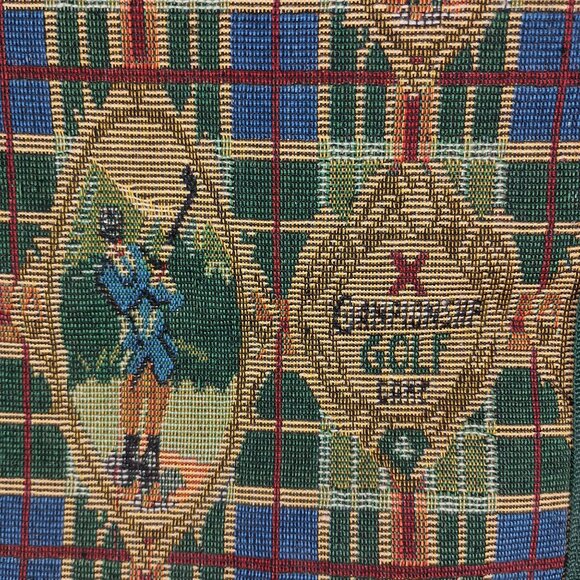 Golf Themed Tapestry Tote Bag With Zippered Pocket & Coin Purse - Picture 5 of 14